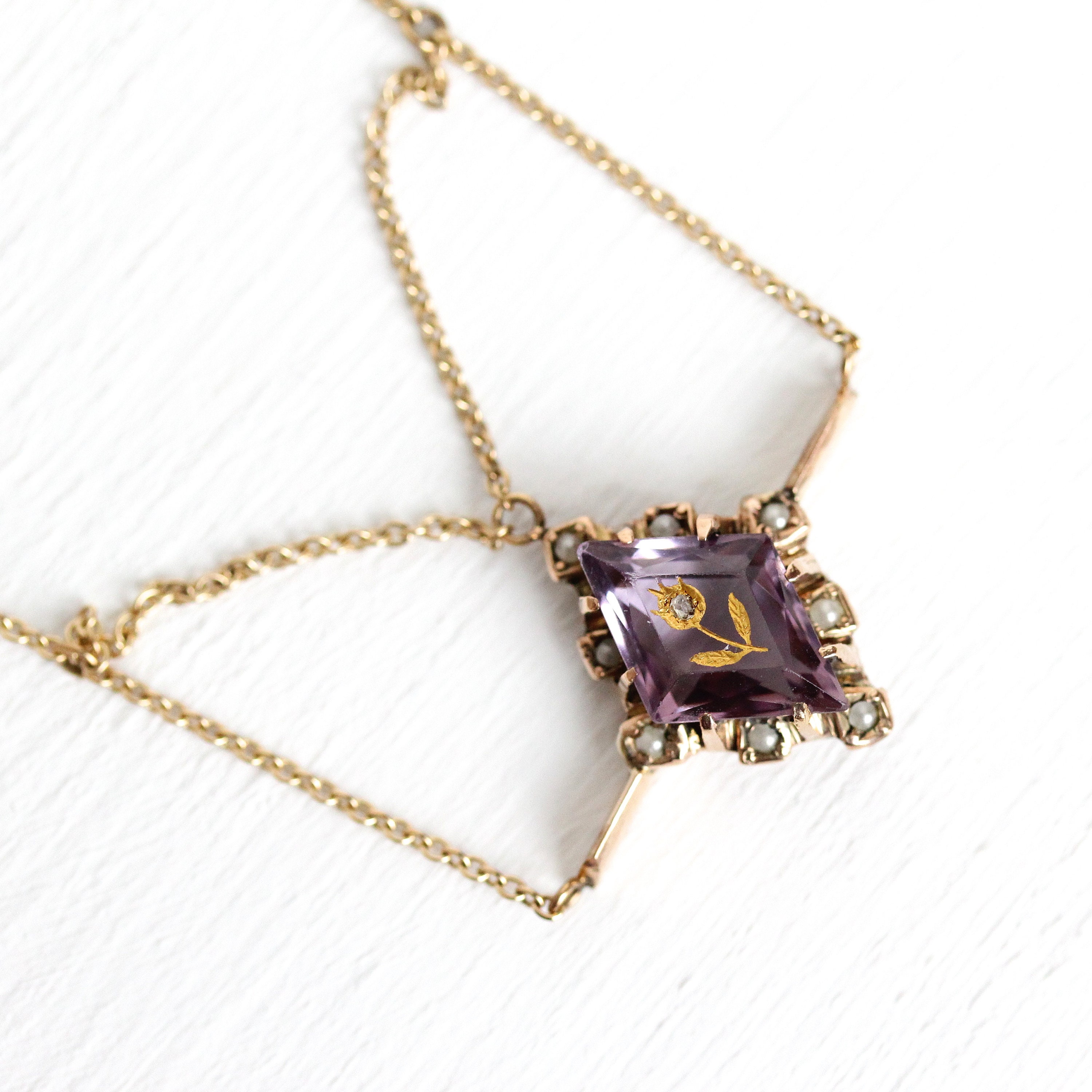 Rose of Sharon Necklace Antique Victorian Rose Gold Filled Brooch