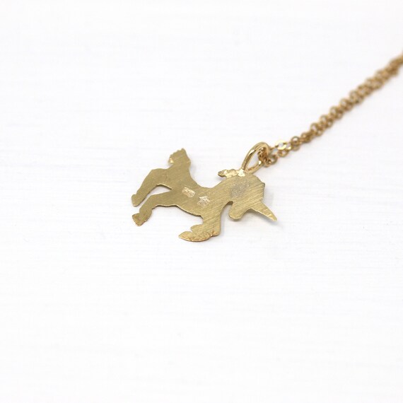 Sale - Estate Unicorn Necklace - Vintage 90s 14k … - image 7