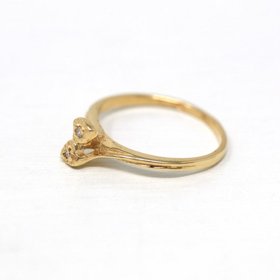 Sale - Diamond Heart Ring - Retro 14k Yellow Gold… - image 6
