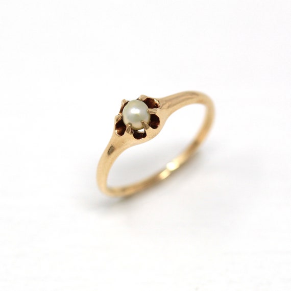 Sale - Cultured Pearl Ring - Edwardian 14k Yellow… - image 3