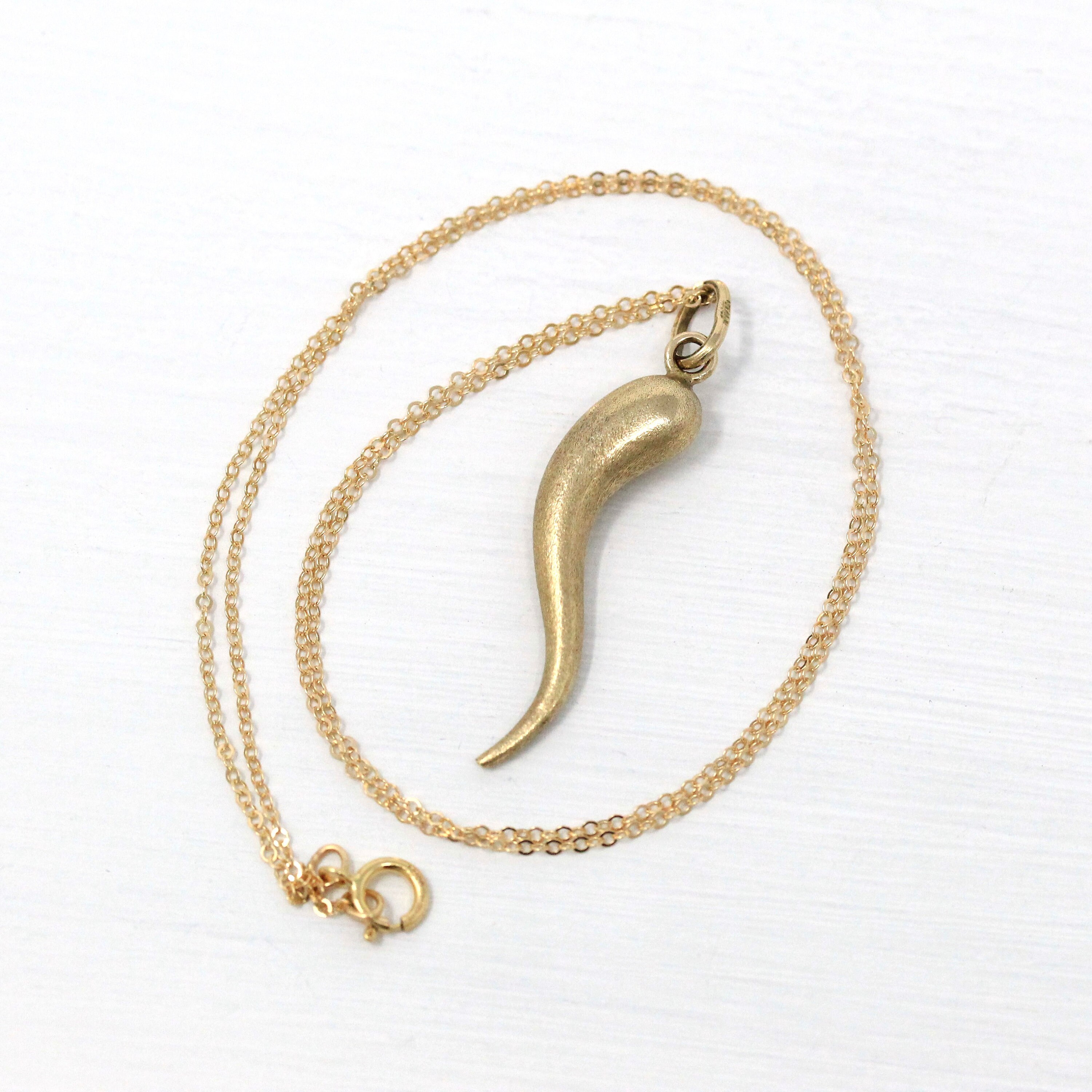 Sale Italian Horn Necklace Retro 14k Yellow Gold Italy Etsy