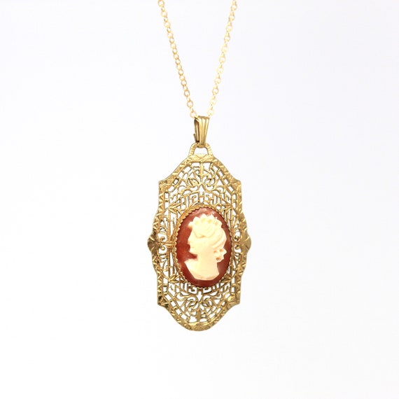 Vintage Cameo Pendant - Art Deco 12k Gold Filled … - image 4