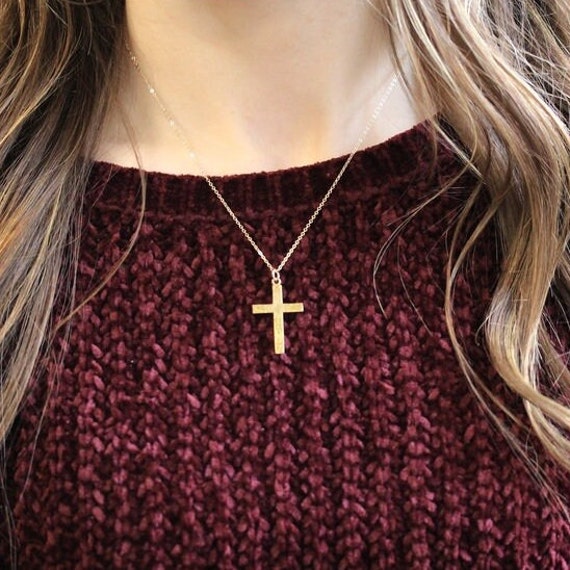 Sale - Vintage Cross Necklace - Mid Century 10k Y… - image 2