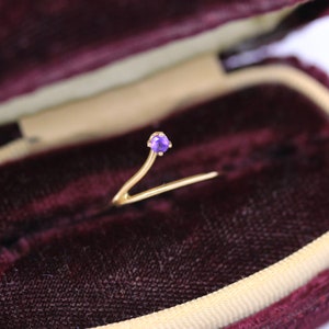 Sale - Genuine Amethyst Ring - Modern 14k Yellow Gold .06 CT Purple Gem Band - Estate Circa 2000's Size 6 February Birthstone Fine Jewelry