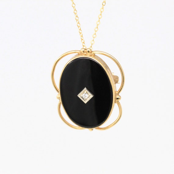 Sale Onyx \u0026 Diamond Necklace Retro 14k 