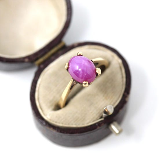Created Star Ruby Ring - Retro 10k Yellow Gold Ca… - image 8