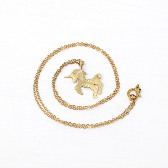 Sale - Estate Unicorn Necklace - Vintage 90s 14k … - image 9