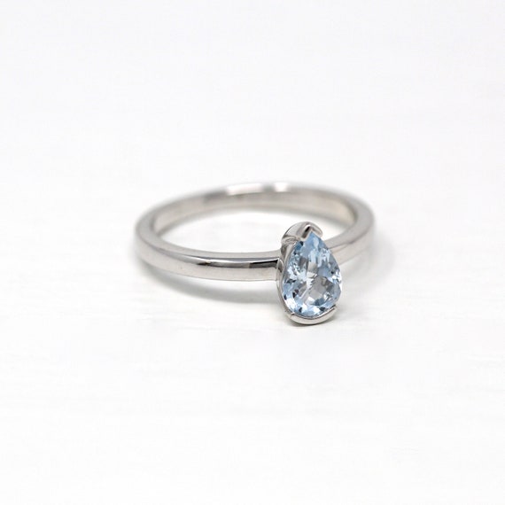 Sale - Pear Cut Aquamarine Ring - 10k White Gold … - image 5