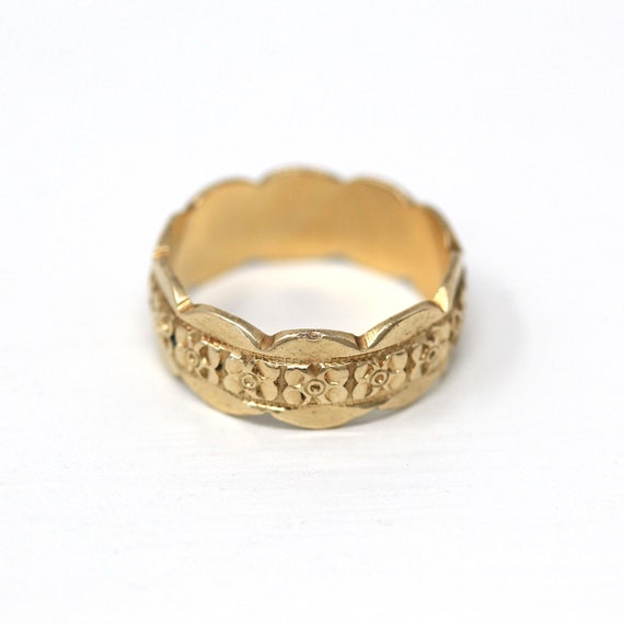 Retro Cigar Band - Vintage 14k Yellow Gold Floral… - image 4