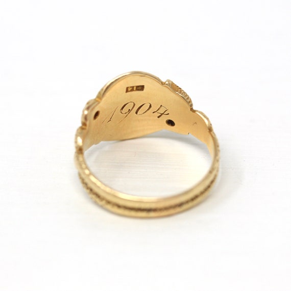 Snake Signet Ring - Edwardian Era 14k Yellow Gold… - image 8