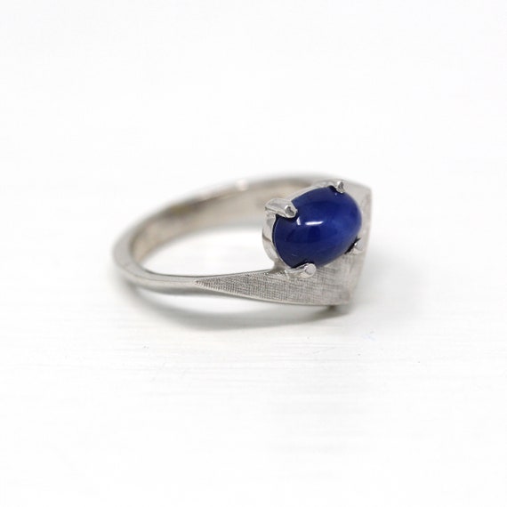 Sale - Created Star Sapphire Ring - Retro 14k Whi… - image 6