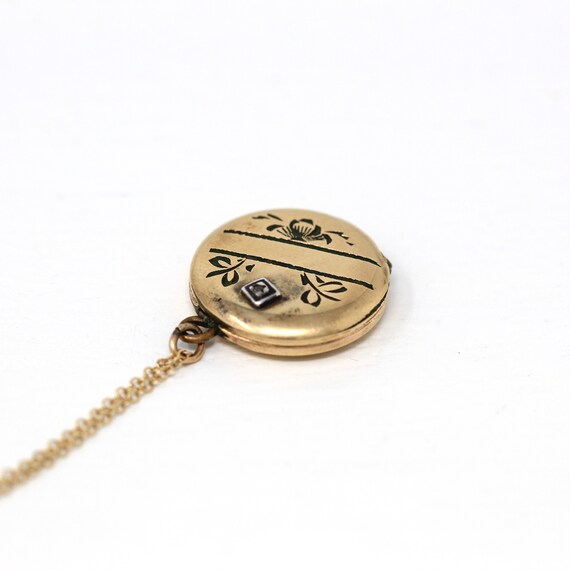 Sale - Vintage Diamond Locket - Retro Gold Filled… - image 7