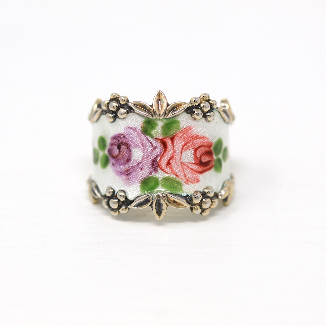 Retro Gold Enamel Flower Ring main image 1