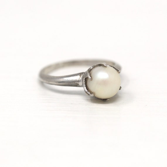 Sale - Cultured Pearl Ring - Mid Century Sterling… - image 5