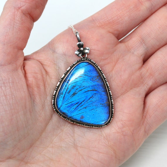 Sale - Morpho Butterfly Necklace - Art Deco Sterl… - image 4