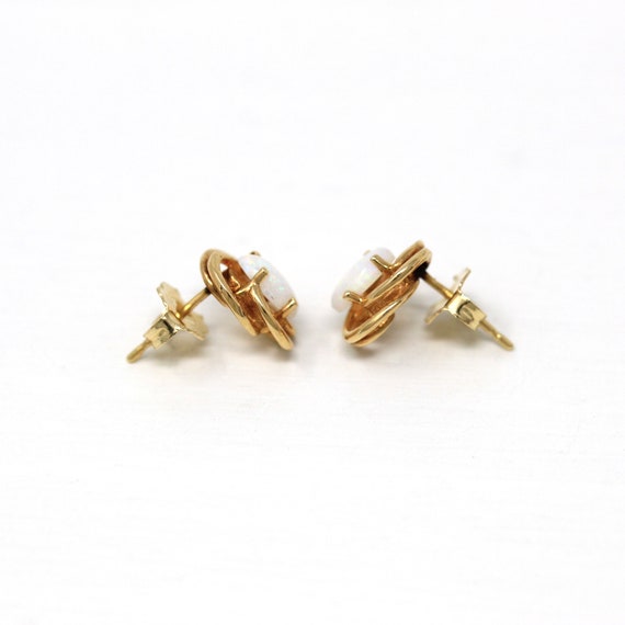 Genuine Opal Earrings - Modern 14k Yellow Gold Ov… - image 6