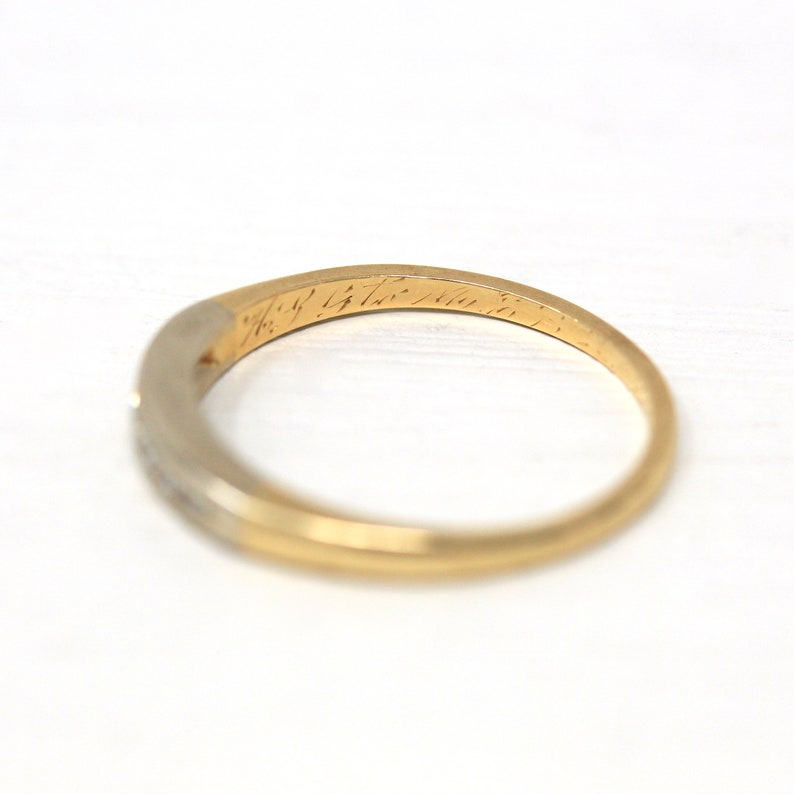 Sale Vintage Wedding Band Retro Era 14k Yellow & White Gold Genuine