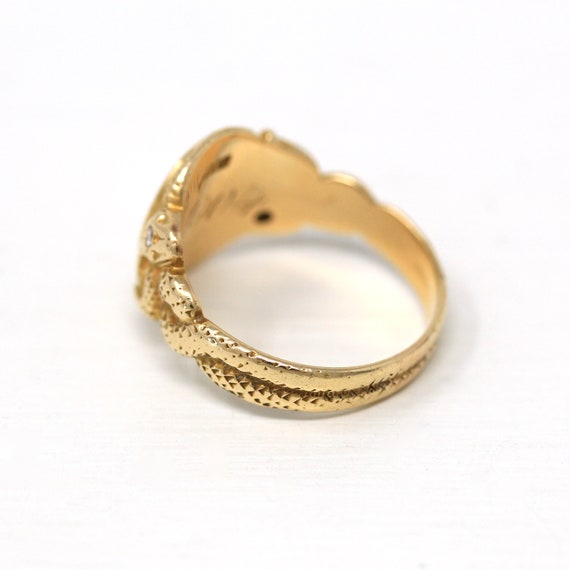 Snake Signet Ring - Edwardian Era 14k Yellow Gold… - image 6