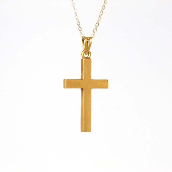 Cross Necklace Art Deco 10k Yellow Gold 