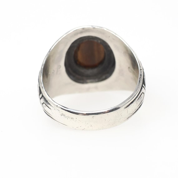 William Penn High School Ring - Art Deco Era Sterling Silver Cabochon Tiger's Eye Gemstone - Vintage Dated 1936 Size 10 1/4 PA Class Jewelry View 4