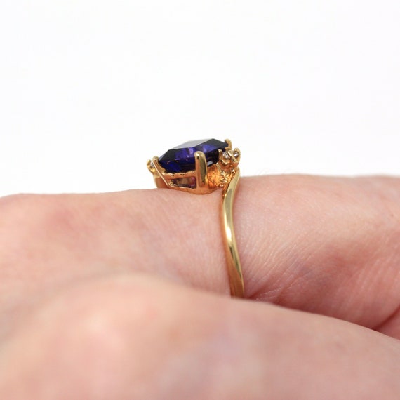 Created Sapphire Ring - Retro 10k Yellow Gold Pur… - image 9