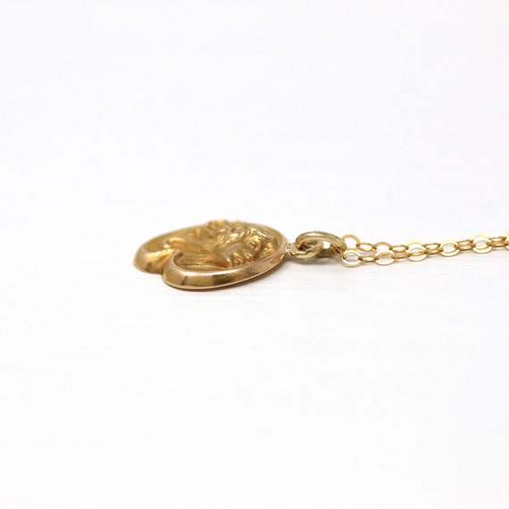 Gibson Girl Pendant - Art Nouveau 10k Yellow Gold… - image 8