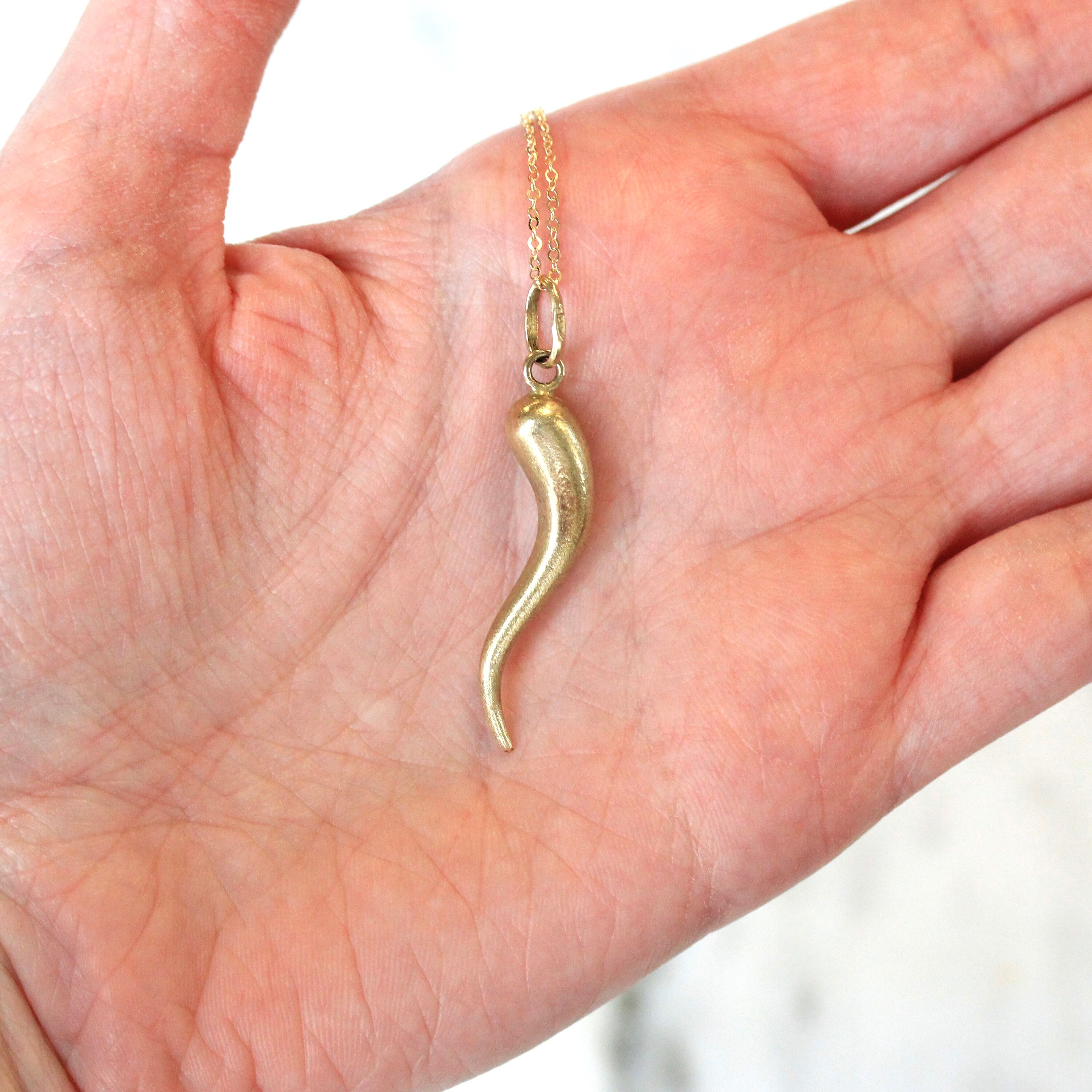 Sale Italian Horn Necklace Retro 14k Yellow Gold Italy Etsy