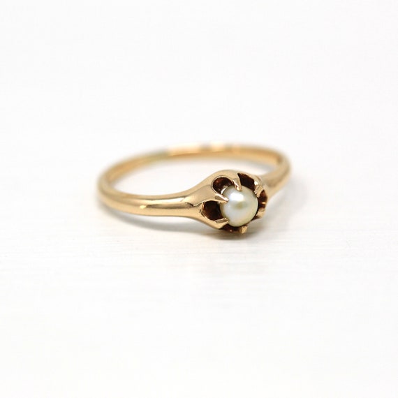 Sale - Cultured Pearl Ring - Edwardian 14k Yellow… - image 5