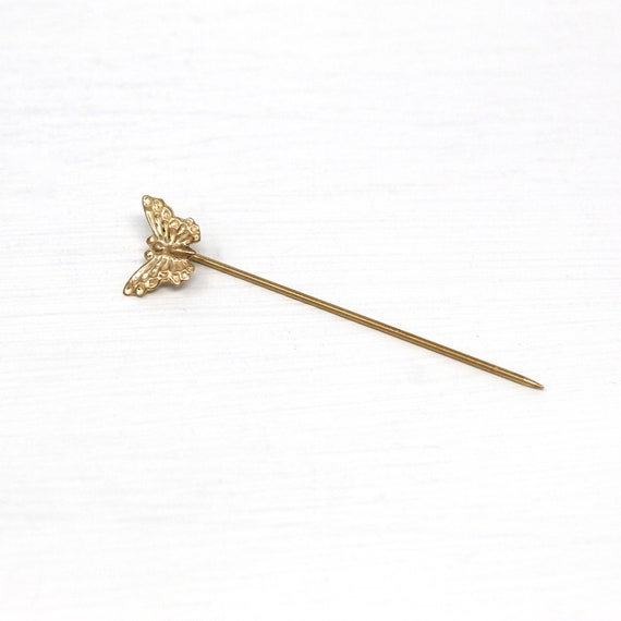 Sale - Butterfly Stick Pin - Retro 14k Yellow Gol… - image 6
