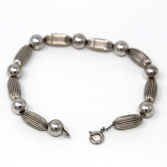 Sale - Vintage Bead Bracelet - Retro Sterling Sil… - image 9
