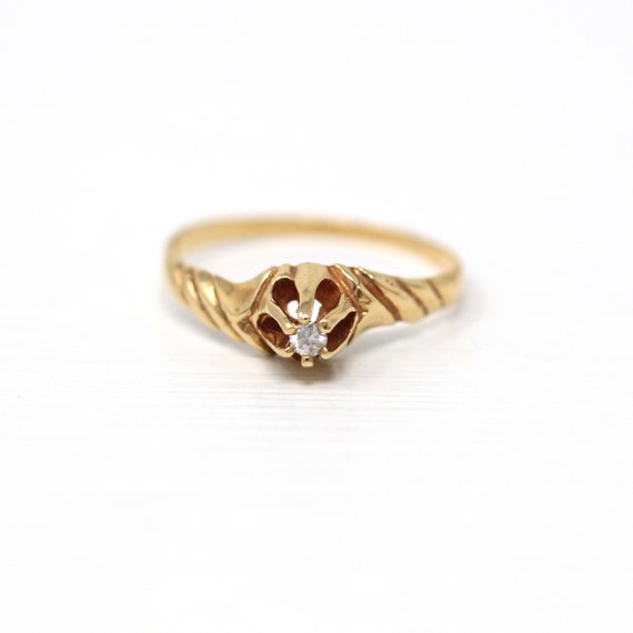 Sale - Genuine Diamond Ring - Retro 14k Yellow Go… - image 3