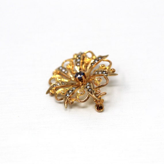 Sale - Antique Starburst Brooch - Edwardian 10k Y… - image 8