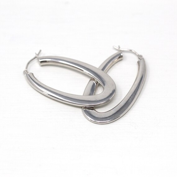 Sale - Modern Hoop Earrings - Estate 14k White Go… - image 7