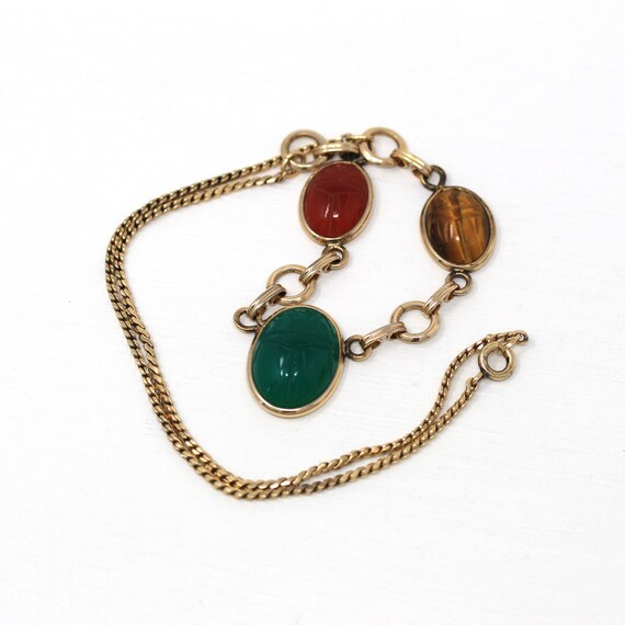 Vintage Scarab Necklace - Retro 12k Gold Filled C… - image 4