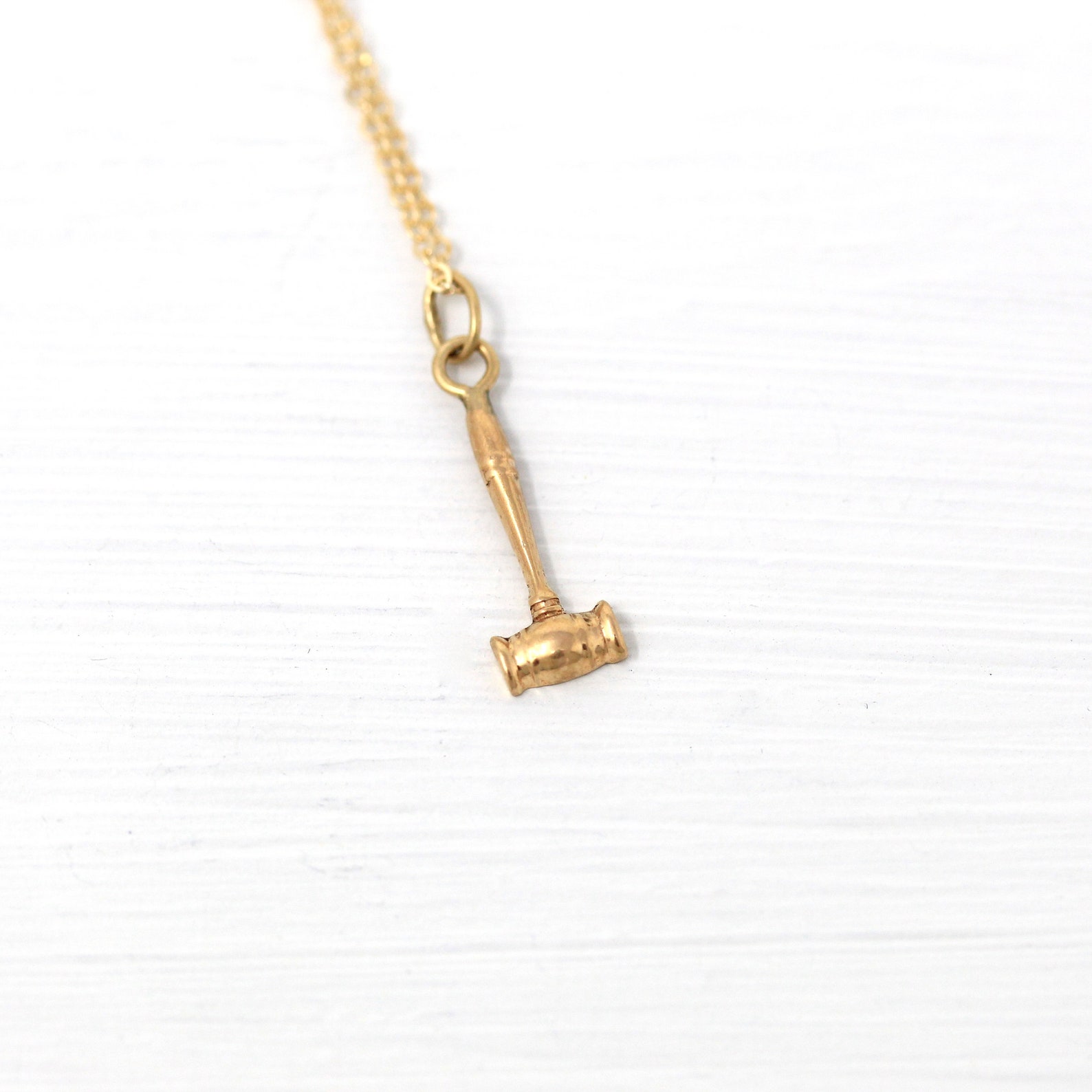 Retro Gavel Charm Vintage 14k Yellow Gold Figural Ceremonial Etsy