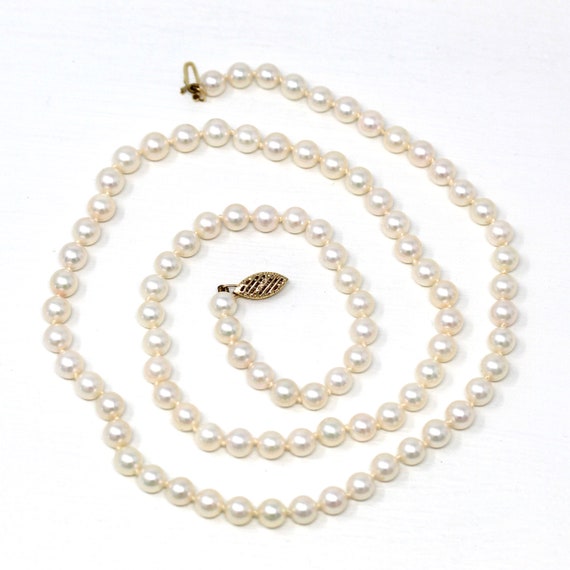 Sale - Cultured Pearl Necklace - Modern 14k Yello… - image 7