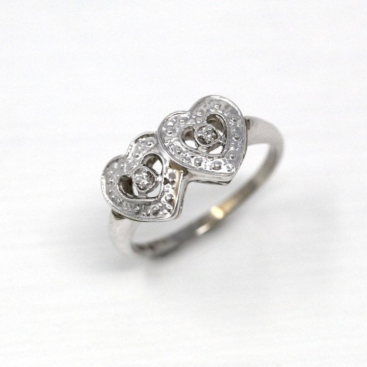 Details about   Sale 10K White Gold Heart Diamond Pave Ring Sweetheart Promise Ladies Wedding 