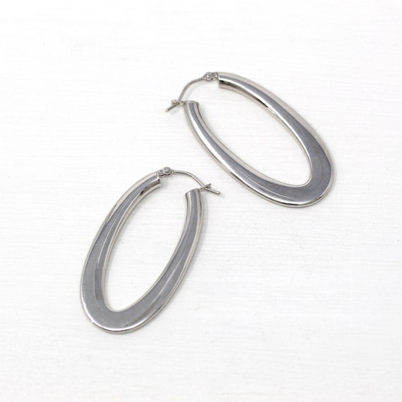 Sale - Modern Hoop Earrings - Estate 14k White Go… - image 8
