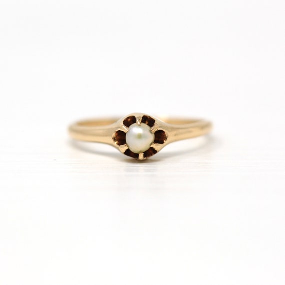 Sale - Cultured Pearl Ring - Edwardian 14k Yellow… - image 1