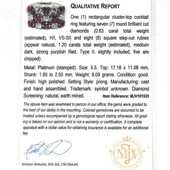 Ruby & Diamond Cluster Ring - Estate Platinum Nat… - image 10