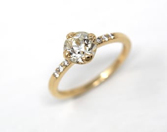 Antique Diamond Ring - 1.23 CT Old European Cut Gem 14k Yellow Gold Engagement - Size 6 Vintage Gemstone Fine GIA Report Solitaire Jewelry