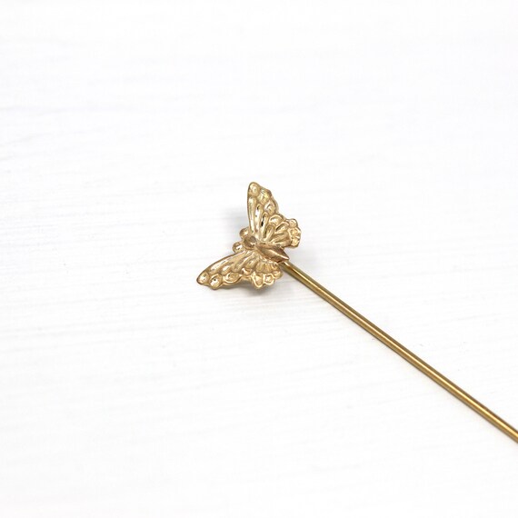 Sale - Butterfly Stick Pin - Retro 14k Yellow Gol… - image 5