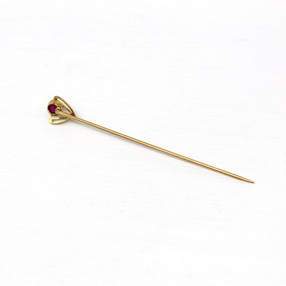 Sale - Antique Stick Pin - Art Deco Created Ruby … - image 9