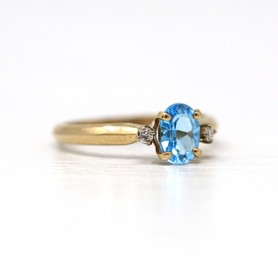 Sale - Blue Topaz Ring - Modern 14k Yellow Gold G… - image 1