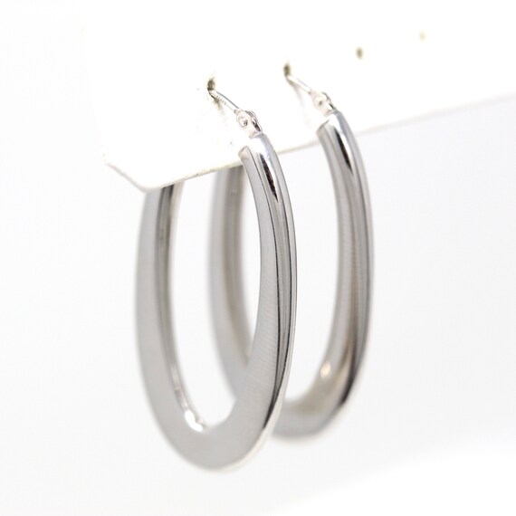 Sale - Modern Hoop Earrings - Estate 14k White Go… - image 3