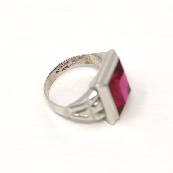 Sale - Created Ruby Ring - Art Deco 10k White Gol… - image 9