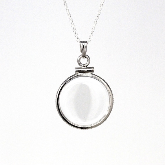 Empty Shaker Locket Sterling Silver Clear Pendant Locket Charm Customizable Double Sided Necklace Photos Keepsakes Dime Sized Jewelry Etsy