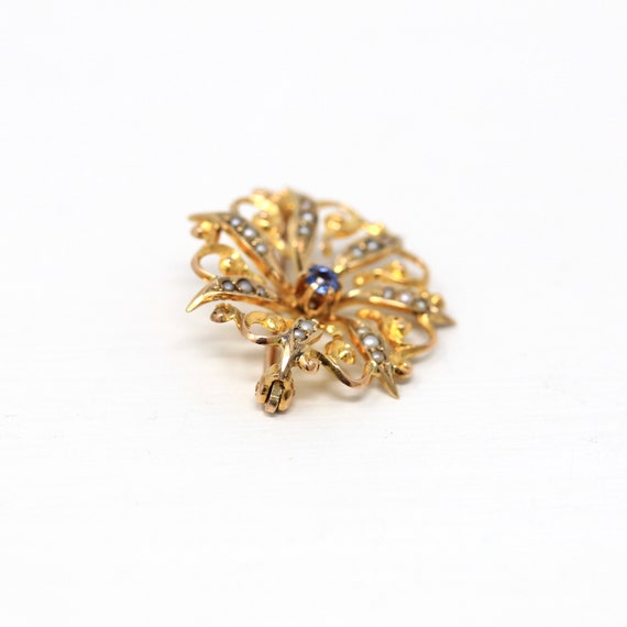 Sale - Antique Starburst Brooch - Edwardian 10k Y… - image 9