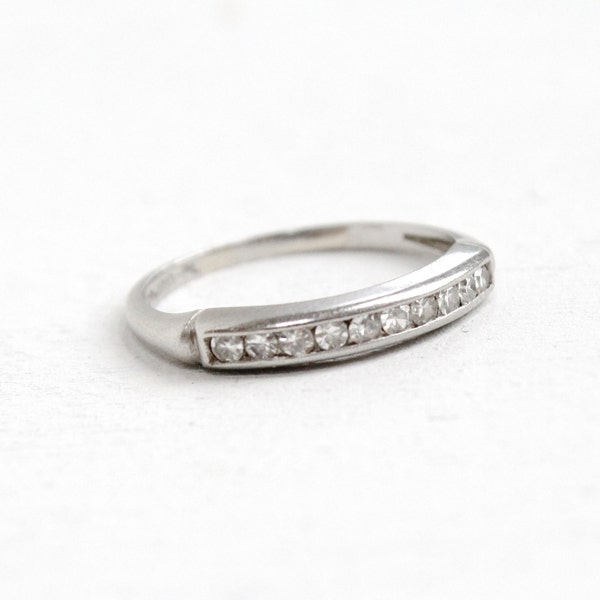 Sale - Antique Platinum Diamond Wedding Band Ring- Size 5 1/2 Art Deco 1930s Wedding Fine Bridal Jewelry