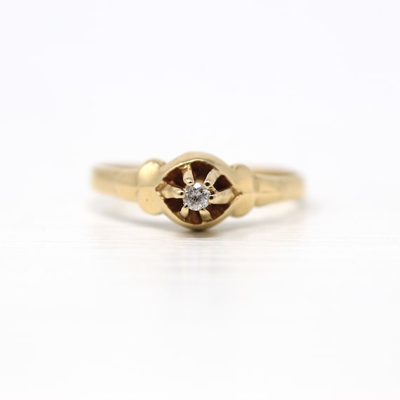 Sale - Genuine Diamond Ring - Retro 14k Yellow Go… - image 1